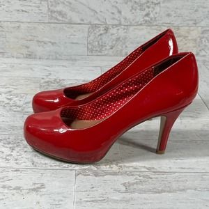 Madden Girl Getta Pump Heels Womens Size‎ 6 Red Platform Slip On Stiletto Heels